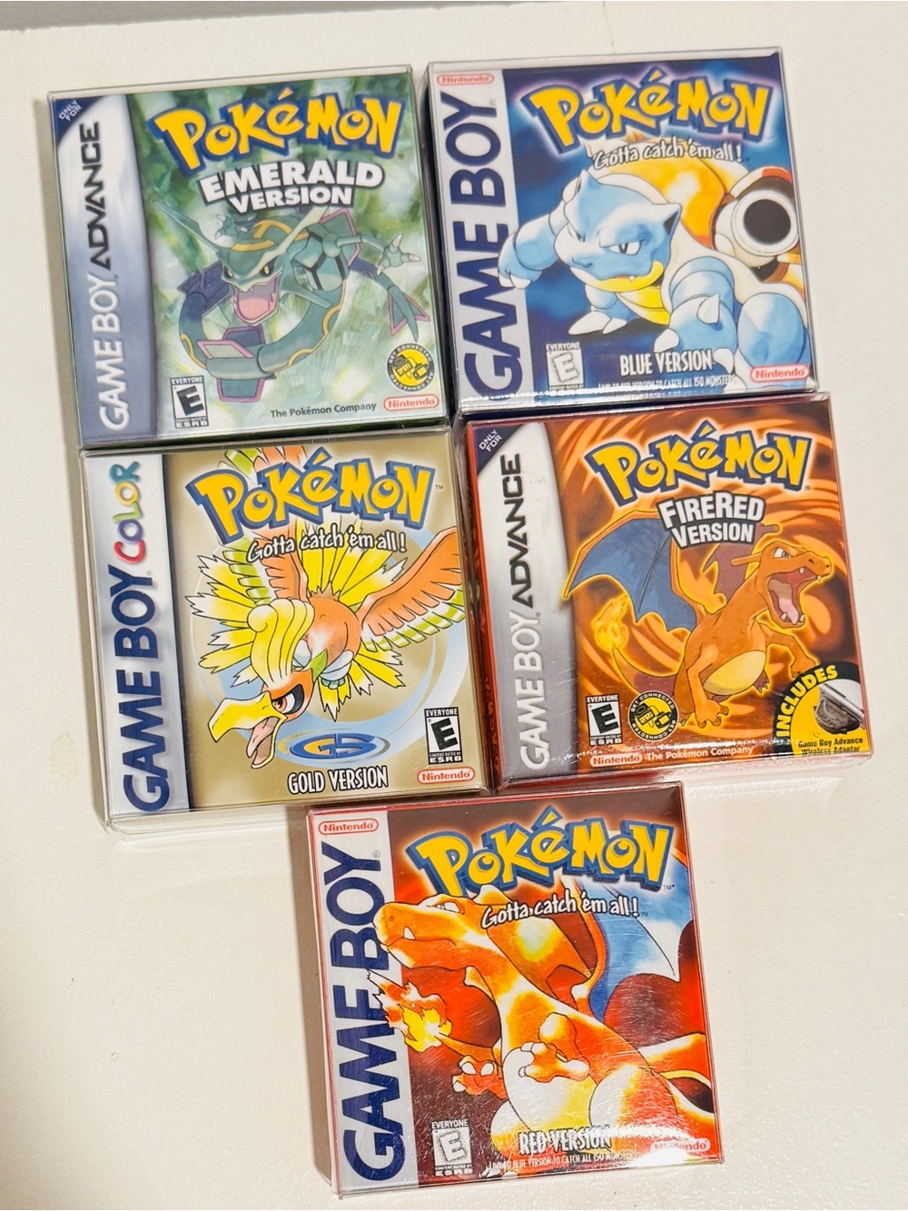 5x Pokemon Custom Mini Display Cases Lot - Emerald Blue Gold FireRed Red (EMPTY)
